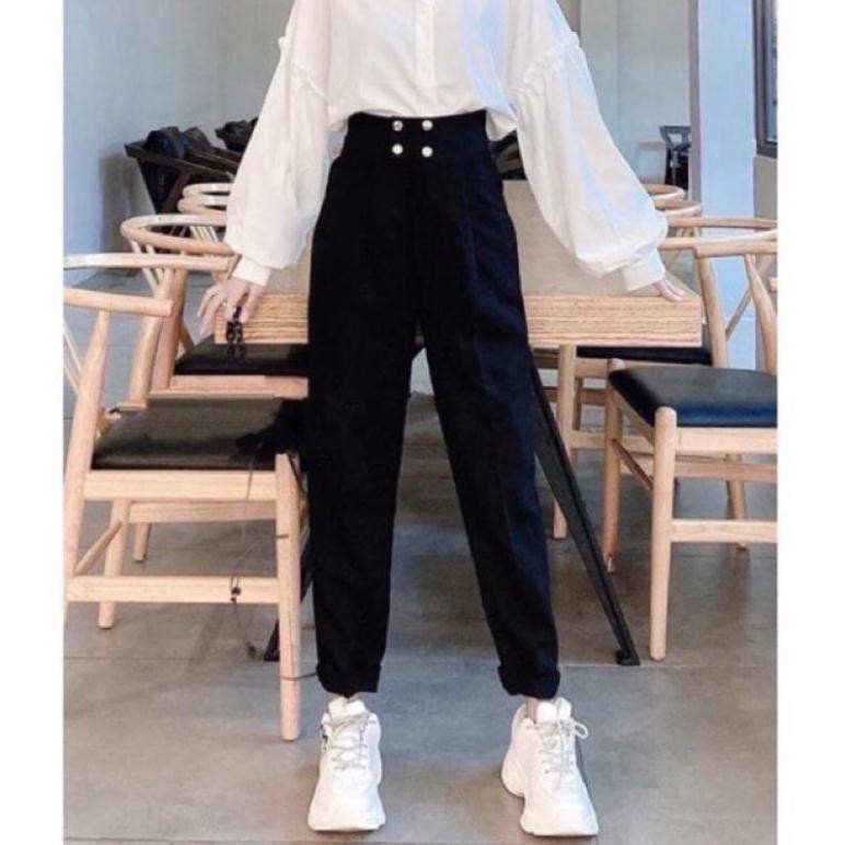Quần baggy nư 4 cúc hàng mới ra khuy bấm_JDK4