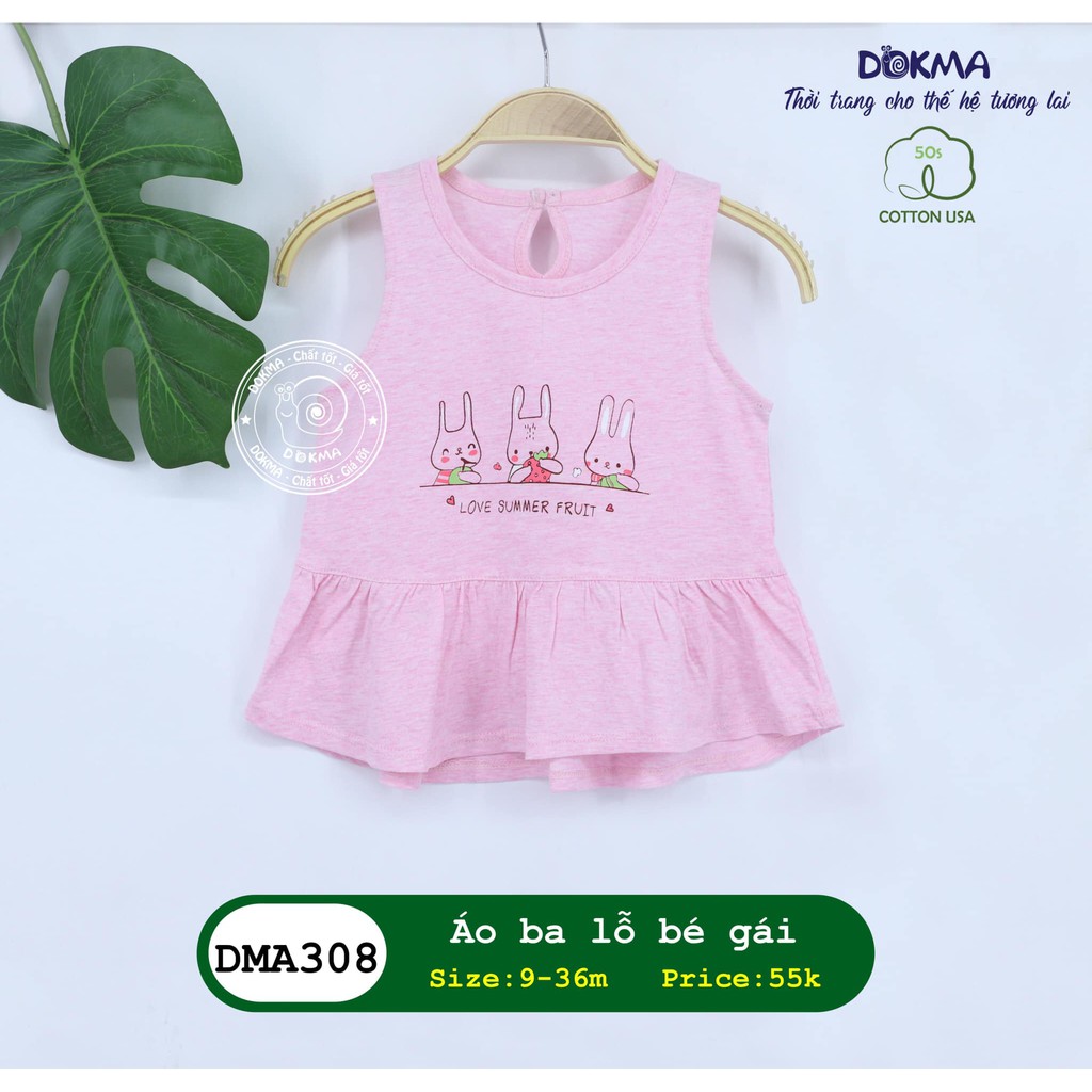 DMA308 Áo ba lỗ bé gái Dokma (9-36M)