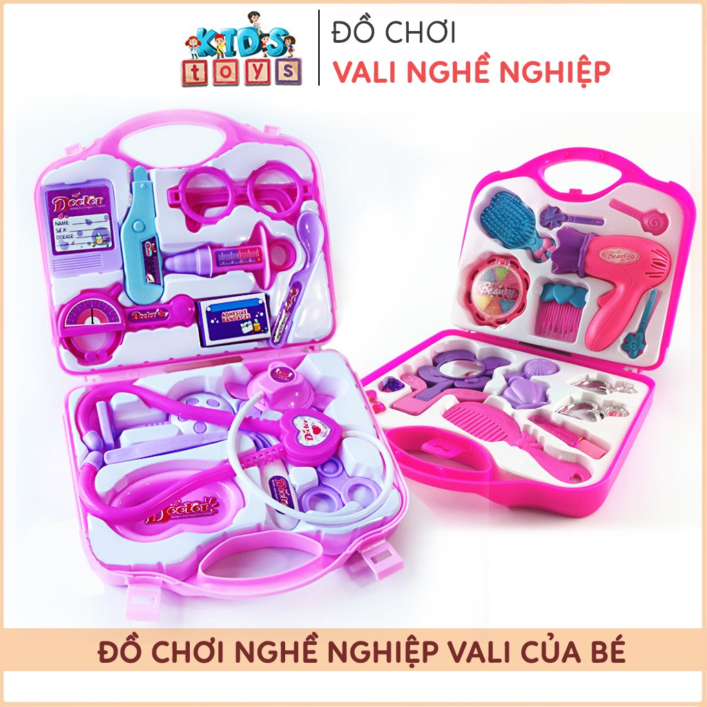 Đồ chơi trẻ em, Vali đồ chơi bác sĩ, vali đồ chơi trang điểm cho bé, chất liệu nhựa ABS an toàn với trẻ