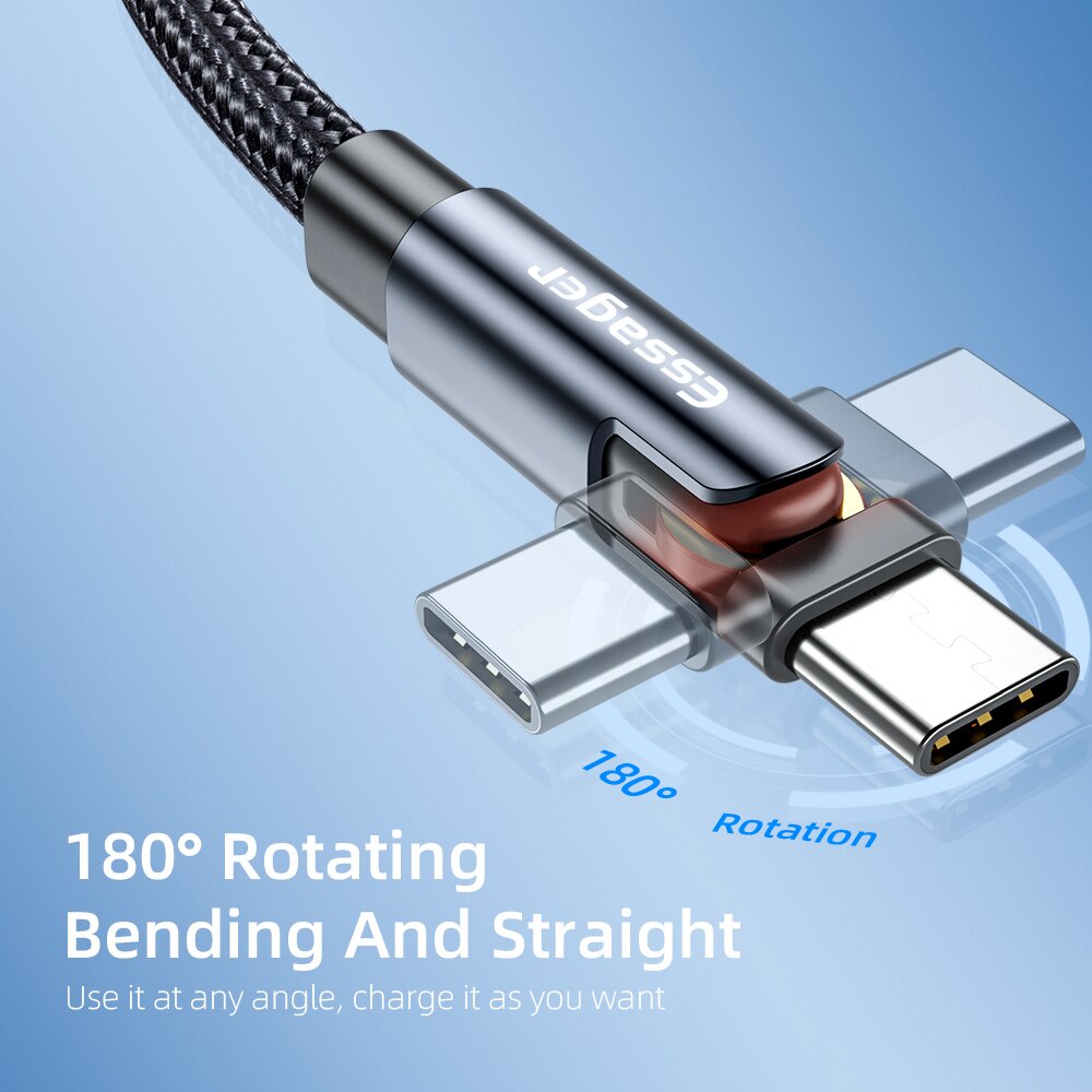 Dây Cáp Dữ Liệu Essager Micro USB USBC Type C Sạc Nhanh 3A Xoay 90 Độ Cho Điện Thoại Di Động Xiaomi Samsung