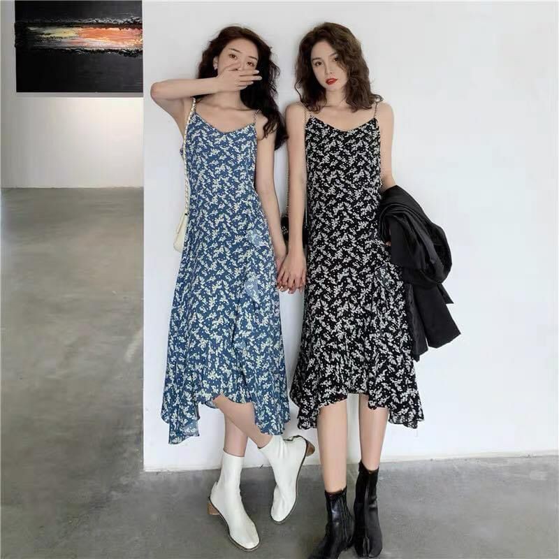 Đầm hoa 2 dây chất liệu voan mỏng nhẹ thoải mái, nữ tính, đảm bảo sản phẩm như hình, đúng form