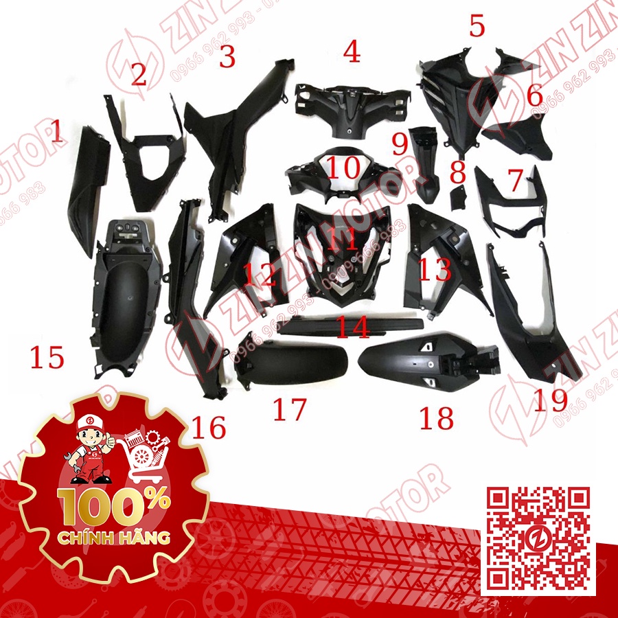 Dàn Áo Nhựa Nhám Winner V1, RS150 V1 V2 Chính Hãng Honda - ZINZINMOTOR