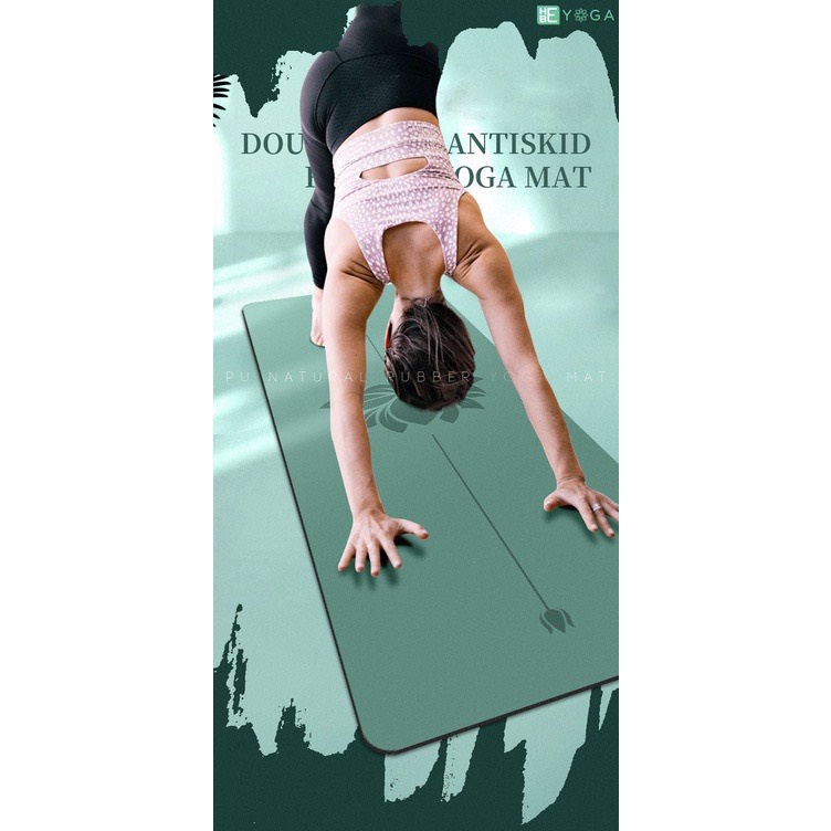 Thảm Tập Yoga Gym Định Tuyến Hebeyoga Pu Cao Su 5mm Chống Trượt Thấm Hút Mồ Hôi Họa Tiết Hoa Sen Cao Cấp