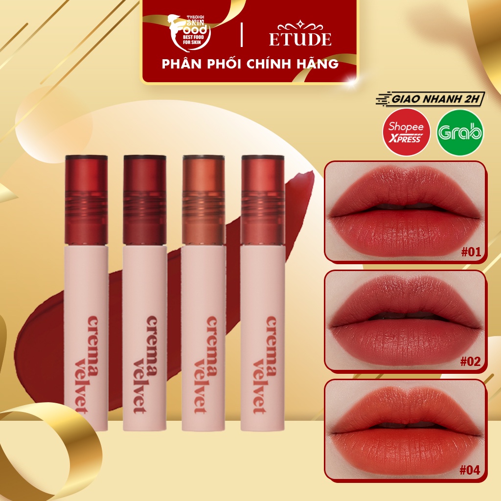 Son Kem Lì, Mịn Mượt như Nhung Etude Crema Velvet Tint 3.6g