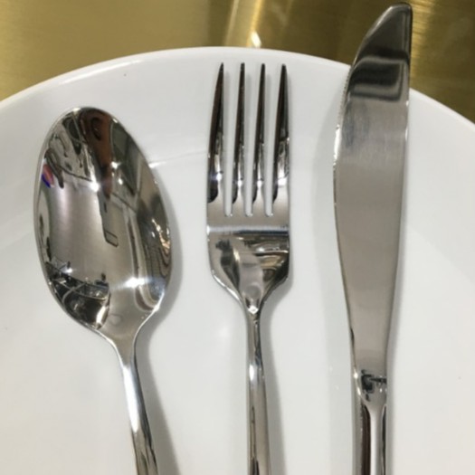 bộ 3 món dao muỗng nĩa đuôi tròn đơn giản, kiểu dáng châu âu, loại dày và cầm chắc tay, inox 18/10 cao cấp -HDM09