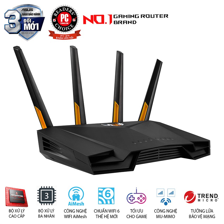 Bộ phát wifi 6 Asus TUF GAMING AX3000 (Hàng chính Hãng Asus Việt Nam)