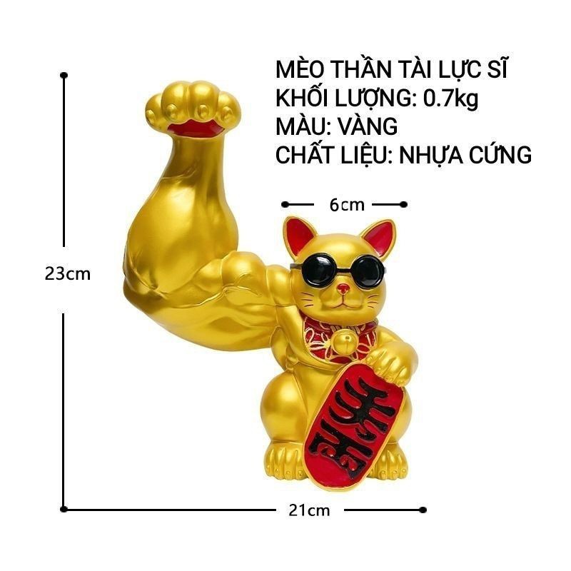 Mèo thần tài [ TẶNG MÓC KHÓA ] mèo thần tài cơ bắp lực sĩ cục súc tay đô tay lớn phát tài phát lộc thịnh vượng | BigBuy360 - bigbuy360.vn