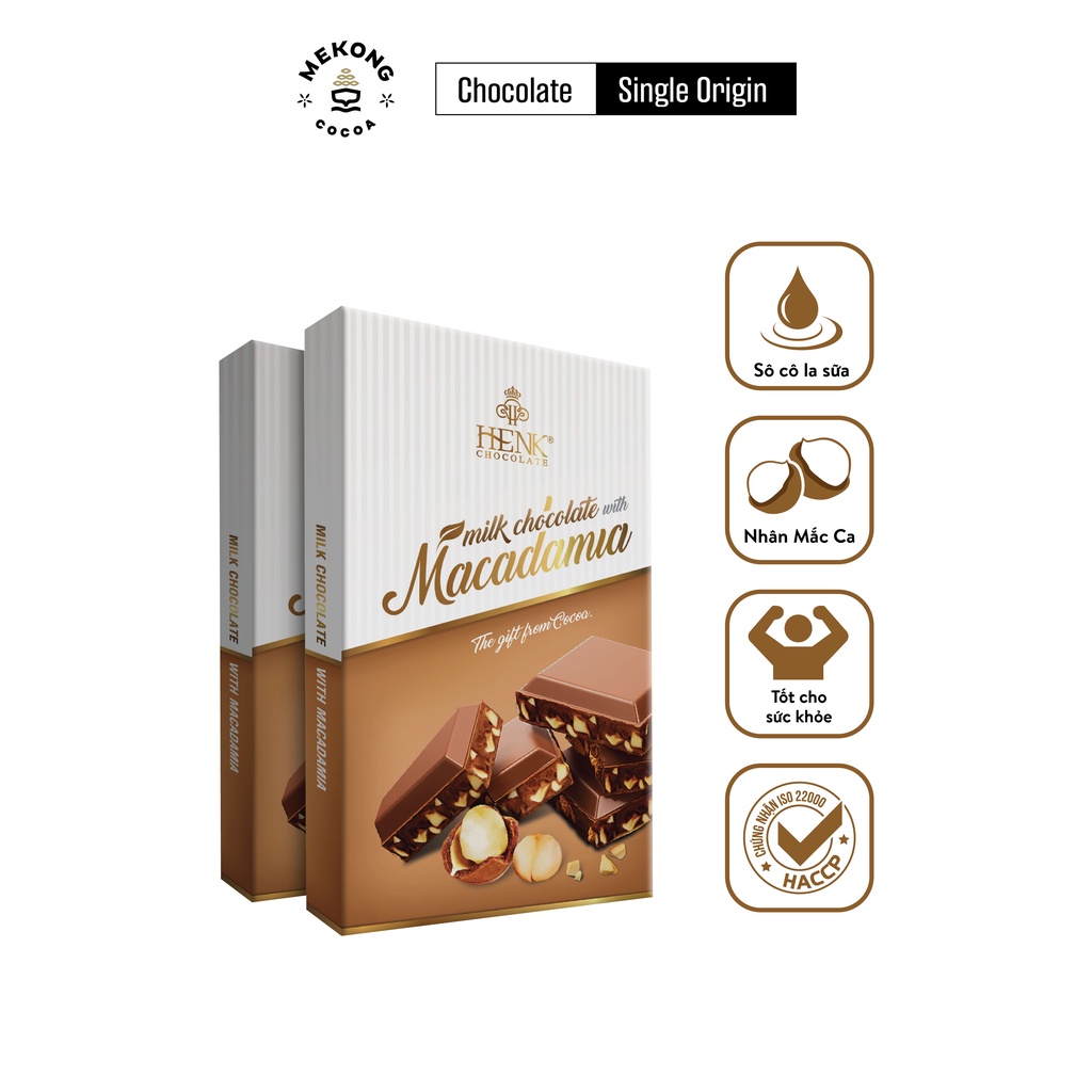 Socola Sữa HENK Chocolate Nhân Macca Thơm Ngon Thanh 50g SCL004