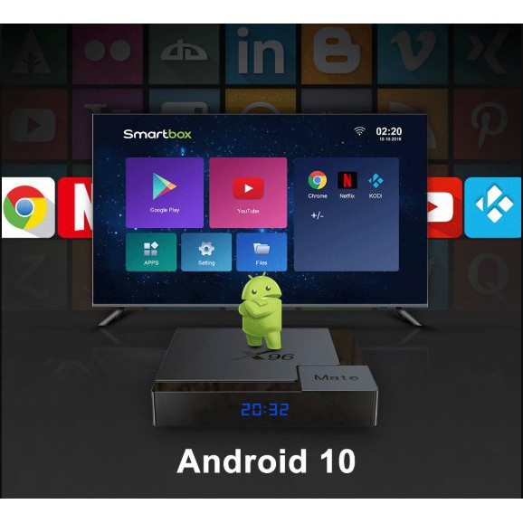 Android TV Box X96 Mate, Android 10.0, Ram 4GB, Rom 32GB, Wifi 2.4Ghz/5.0Ghz, Bluetooth 5.0