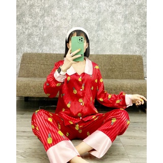 bộ pijama lụa gấm phi bóng satin