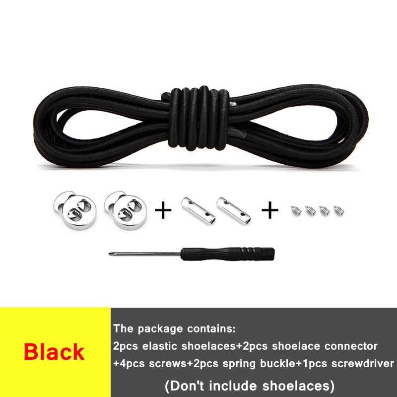 1 Cặp Dây Giày Co Giãn Có Khóa Kim Loại Không Cần Buộc Dùng Cho Người Lớn Và Trẻ Em