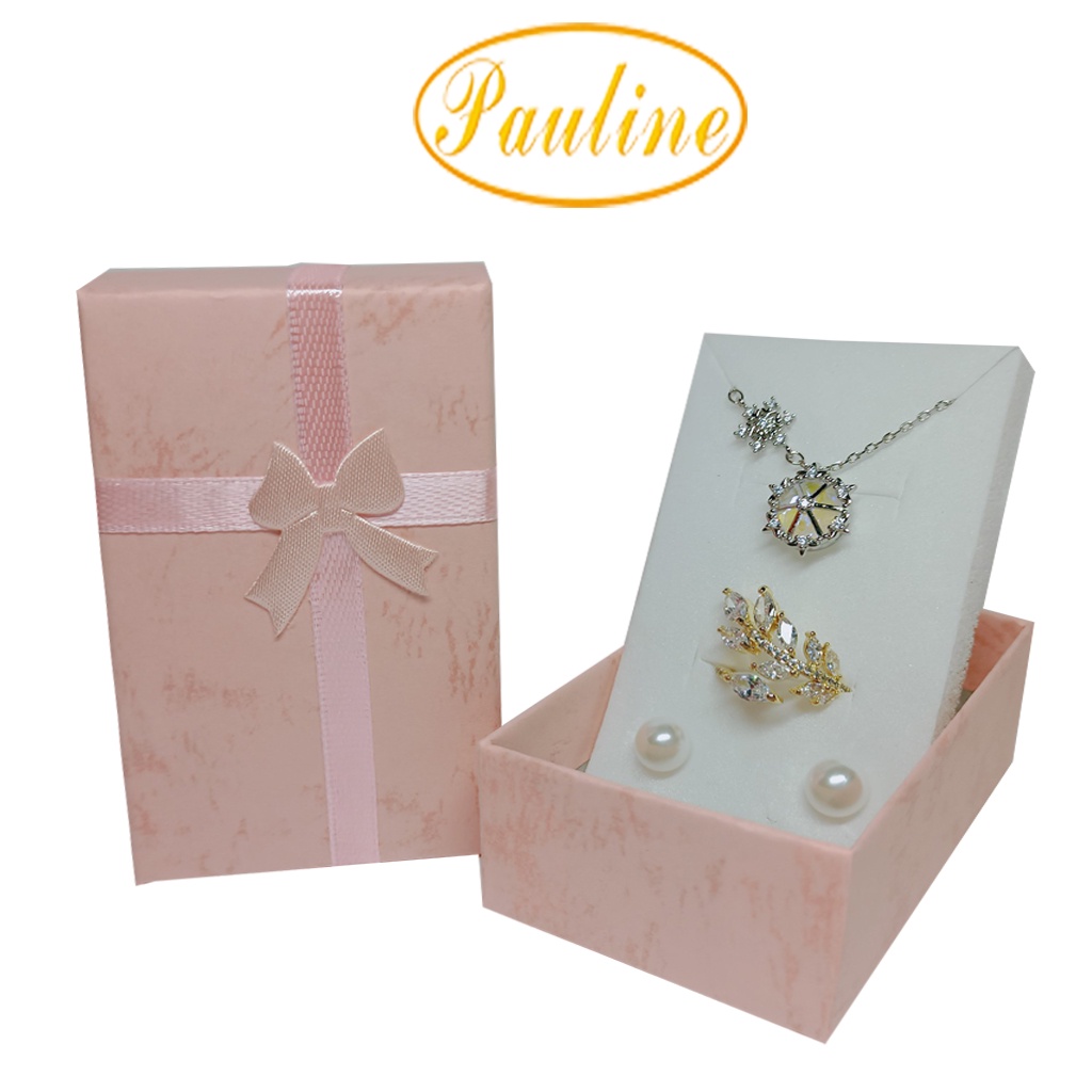 Set 10 hộp giấy đựng đồ trang sức 8x5x2.8 H853N đính nơ 10 màu - Pauline's Store
