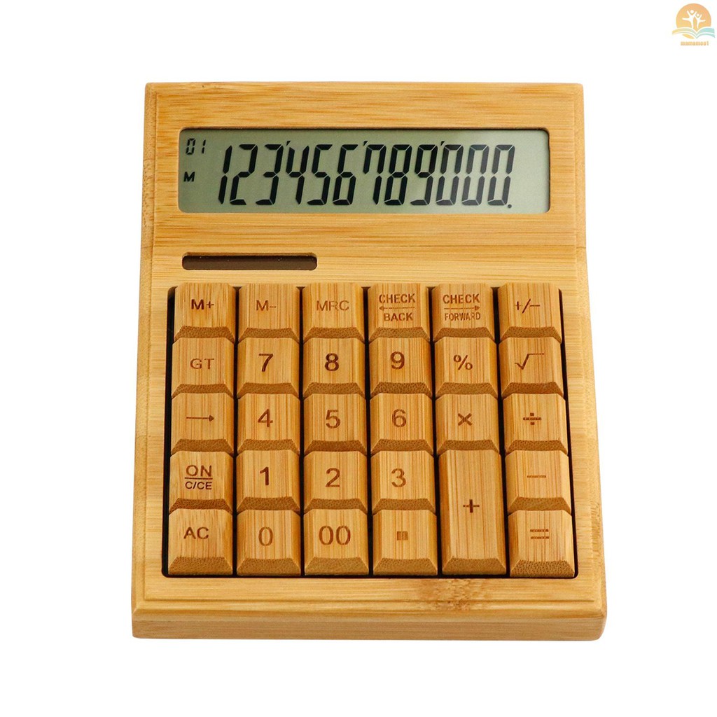 Máy Tính Bảng Bằng Gỗ Tre 12 Chữ Số Đa Năng Tiện Dụng