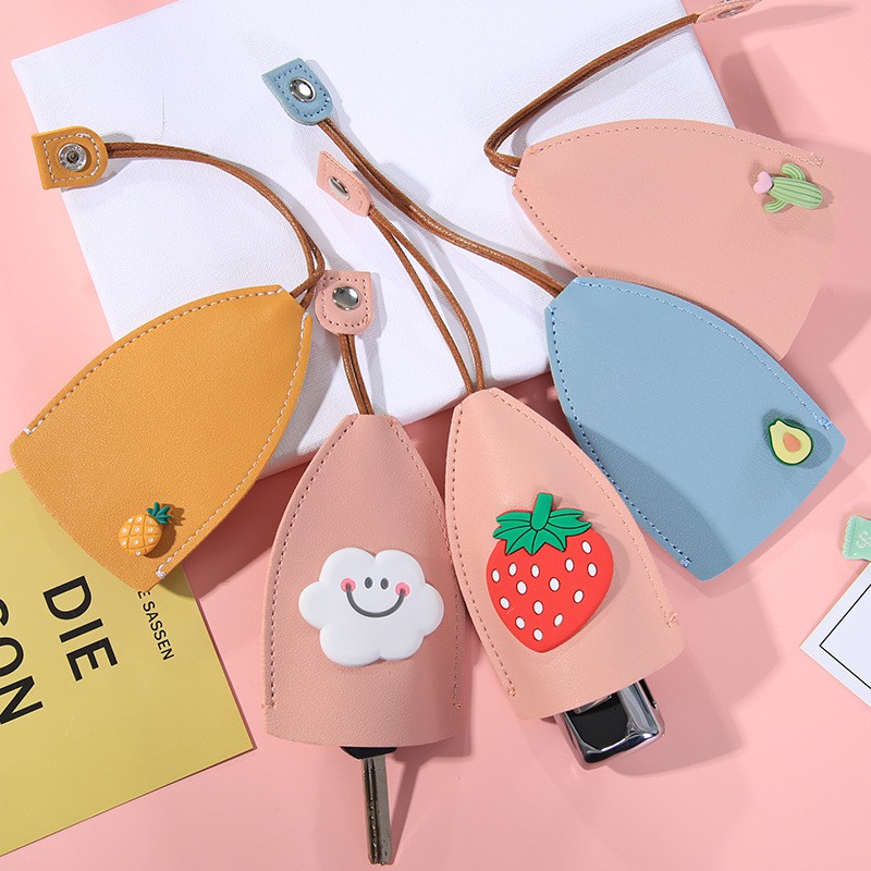 Móc Khoá Bao Da Bảo Vệ Chìa Khoá, Điều Khiển Từ Xa Da PU Cao Cấp Nhiều Hình Cute