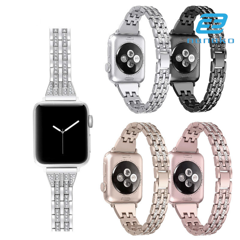 Dây Đeo Thay Thế Chất Liệu Thép Không Gỉ Đính Đá Thời Trang Cho Apple Iwatch