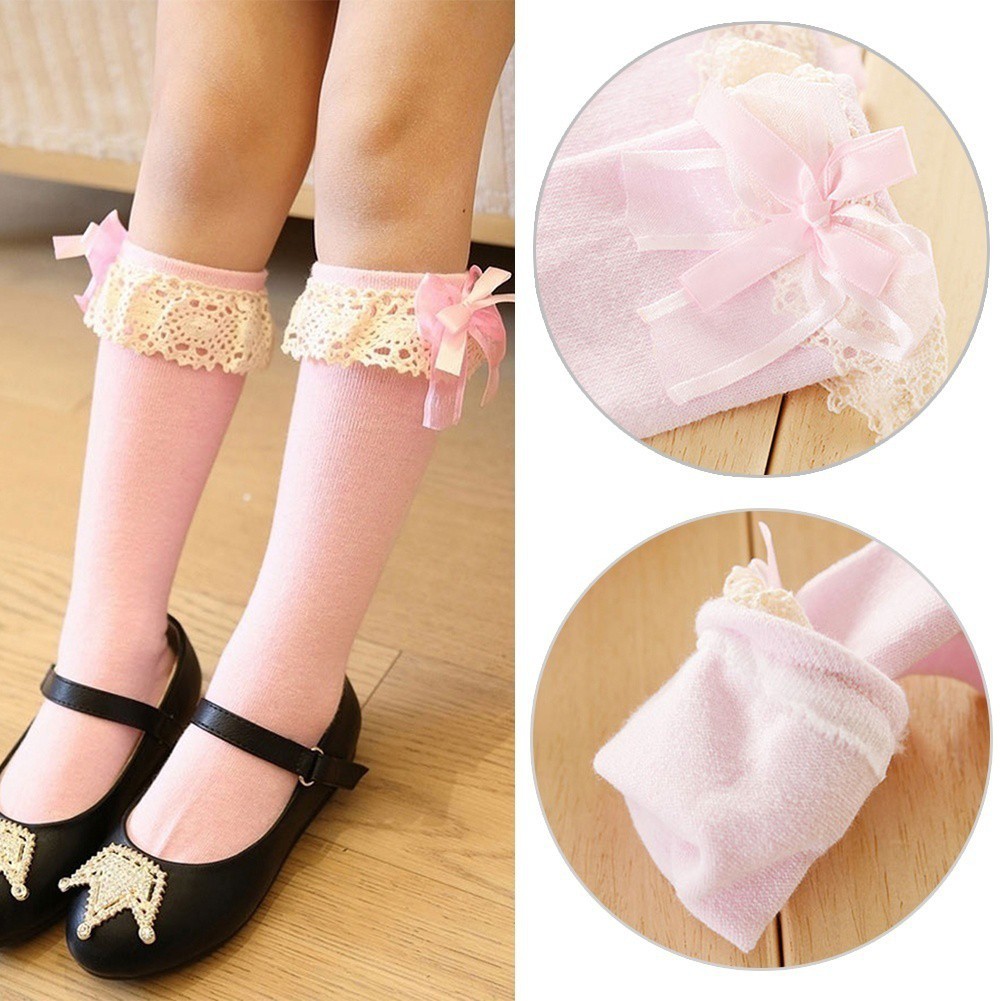 Vớ cổ cao đến gối kiểu dáng xinh xắn dễ thương dành cho bé gái