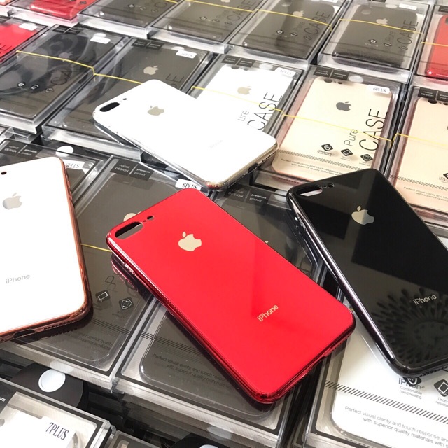 [Mã 2404EL10K giảm 10K đơn 20K] Ốp giả iphone 8 lưng kính viền dẻo cùng màu