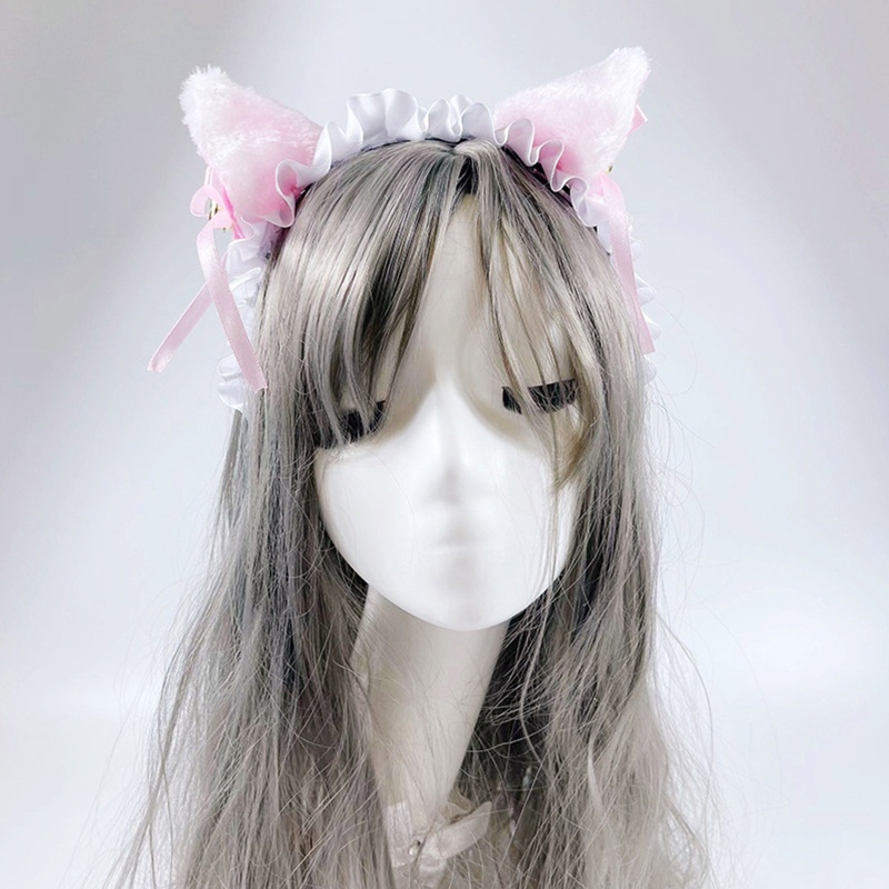 Băng Đô Tai Mèo Màu Trắng Đen Đơn Giản Ngọt Ngào Cho Nữ