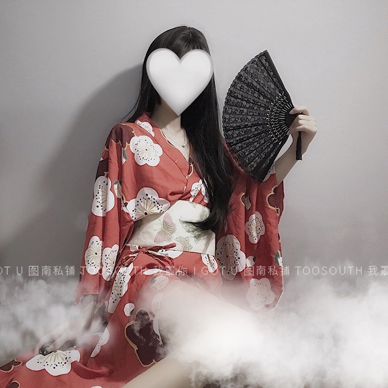 Bộ Đầm Ngủ Kimono In Họa Tiết Hoa Anh Đào Quyến Rũ Dành Cho Nữ