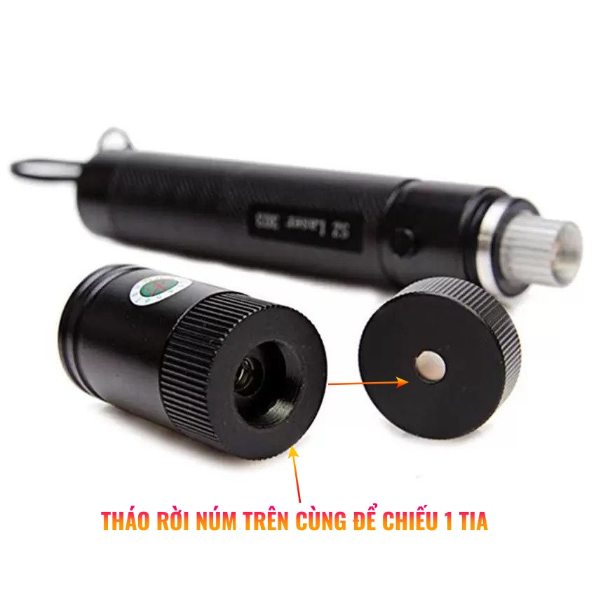 Đèn pin laser 303 Cao Cấp gồm pin, sạc và khóa - Bút trình chiếu laser