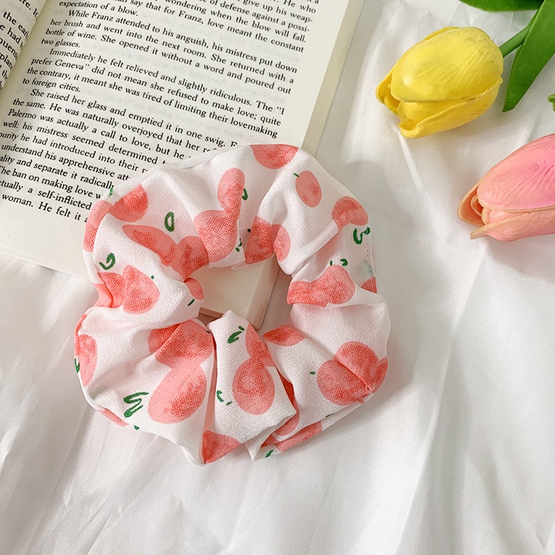 Dây chun buộc tóc scrunchies, dây cột tóc họa tiết trái cây nhiều màu xinh xắn( ngẫu nhiên)