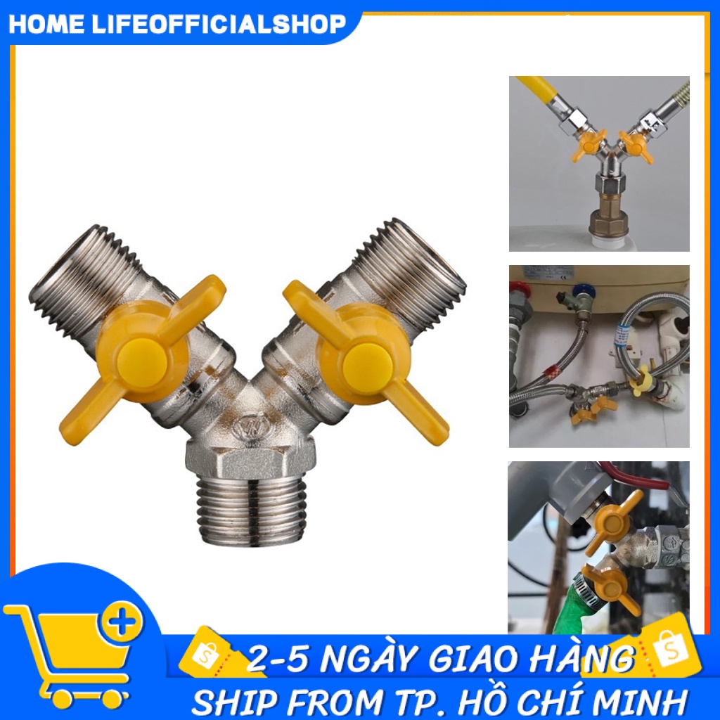 Đồng 2 Chiều Tự Nhiên Đường Ống Khí Bộ Chia Cổng Kết Nối Y Bộ Adapter Van