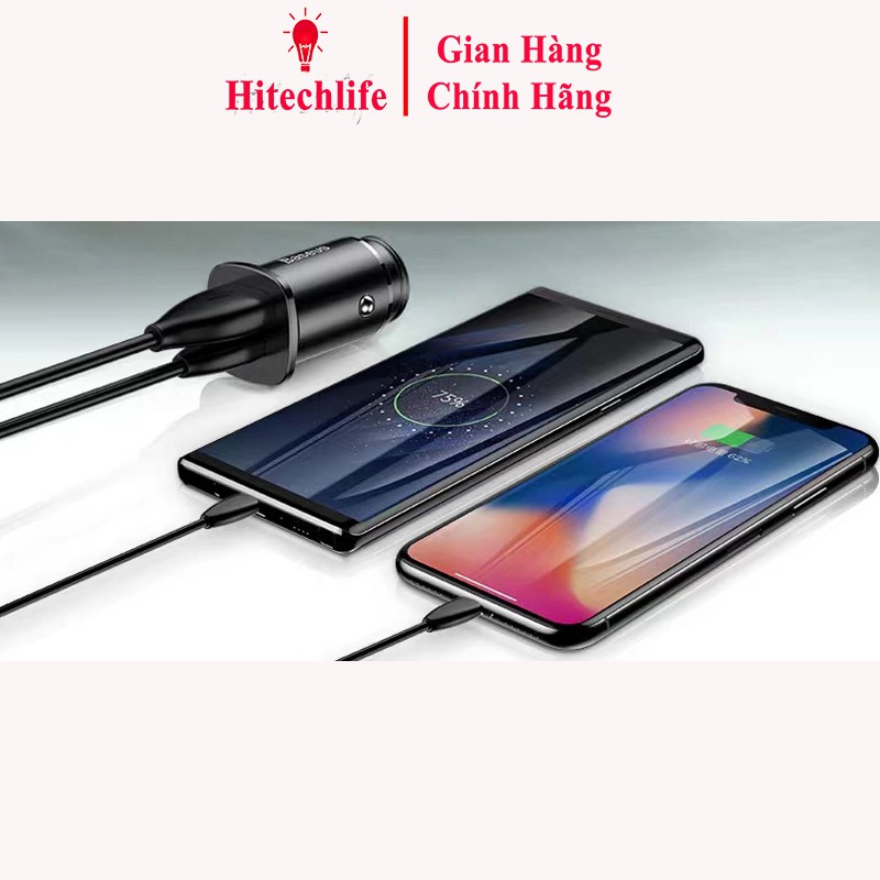 Tẩu Sạc Nhanh Ô Tô, Xe Hơi Baseus QualComm 4.0 Có Đèn Led - Tẩu Sạc Nhanh Xe Hơi Cổng Type C và USB Cho Iphone Android