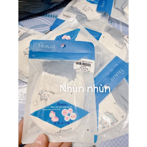 {Nhùn nhùn} {Hà Nam}Set bao tay bao chân Avaler sợi tre gồm 1 đôi bao tay 1 đôi bao chân dành cho trẻ sơ sinh