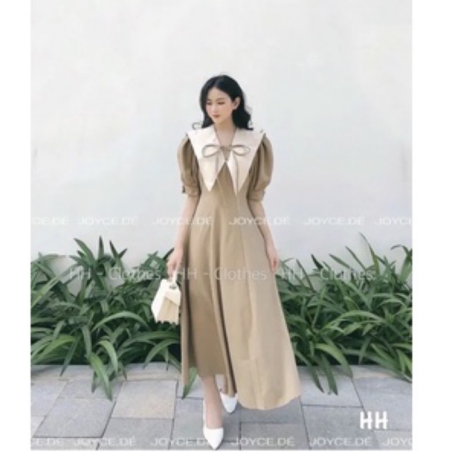 Đầm midi cổ trắng dáng dài H61
