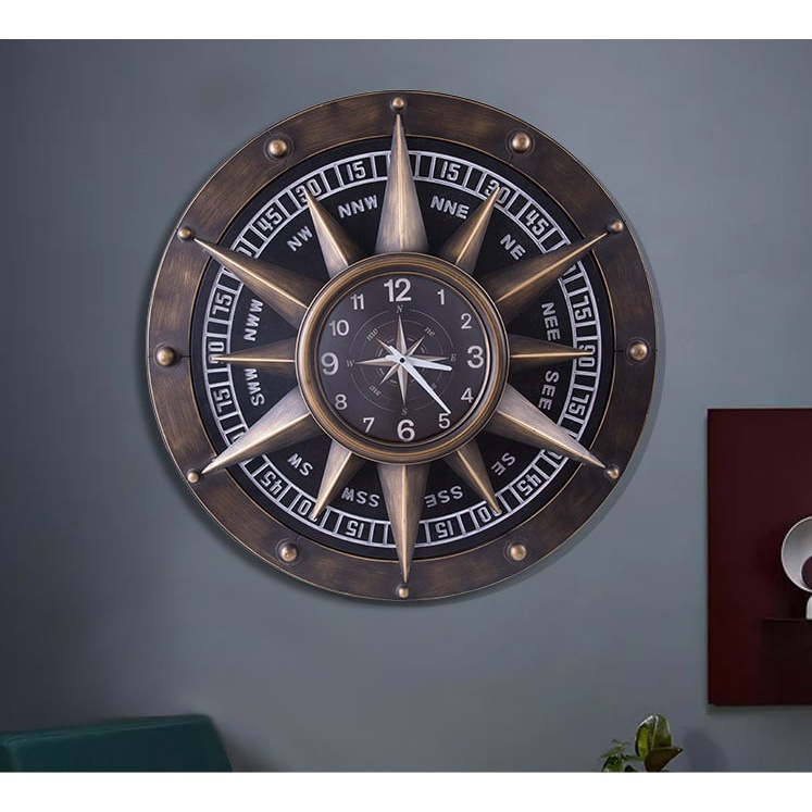 Đồng Hồ Treo Tường La Bàn Vintage Nghệ Thuật