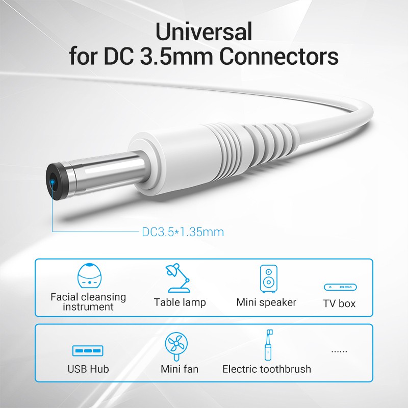 Cáp nguồn usb sang DC 3.5 Vention CEXB dây sạc máy rửa mặt