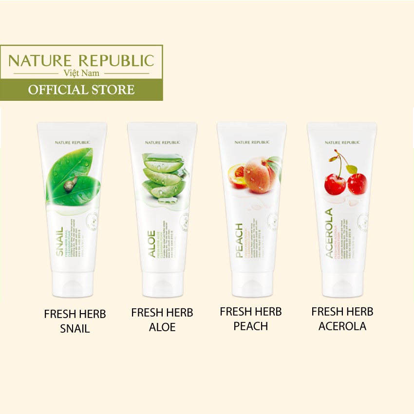 [Mã FMCGMALL -8% đơn 250K] Sữa rửa mặt Lô Hội NATURE REPUBLIC Fresh Herb Aloe Cleansing Foam 170ml | BigBuy360 - bigbuy360.vn