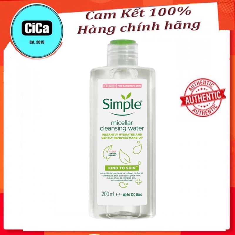 [CiCa Cosmetic] Nước Tẩy Trang Simple Micellar Cleansing Water 200ml