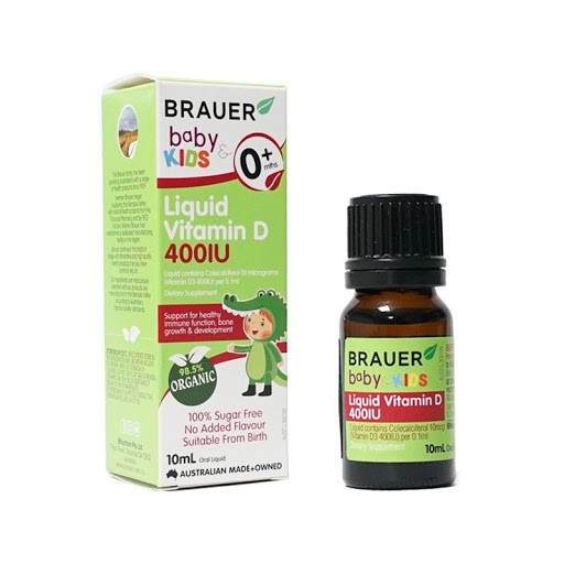 Vitamin D 400IU Dạng Nước Brauer Baby & Kids Liquid Vitamin D 400IU Cho Trẻ Sơ Sinh Và Trẻ Nhỏ Chai 10 ml