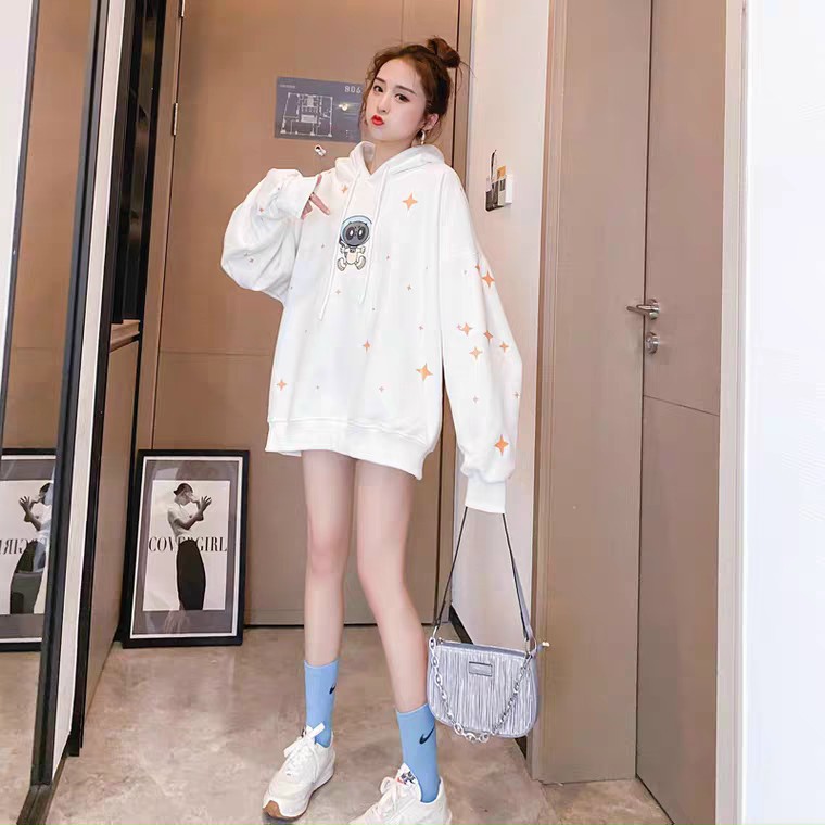 Áo Khoác Nữ Hoodie Nỉ Lyn House In Hình Phi Hành Gia Form Rộng Unisex Có 3 Màu Đen Trắng Xanh | BigBuy360 - bigbuy360.vn