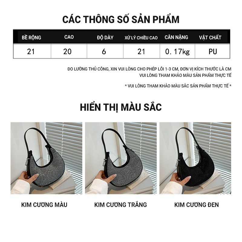 Túi đeo dưới cánh tay / Xách Tay Đính Kim Cương Giả Sức Chứa Lớn Mẫu 2022 NB00349 Thời Trang Mùa Hè Cho Nữ