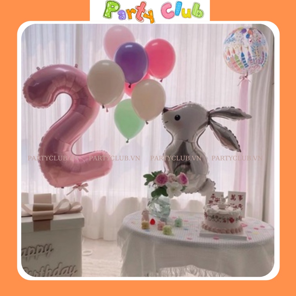 Set bóng trang trí sinh nhật cho bé hình thỏ con ngộ nghĩnh