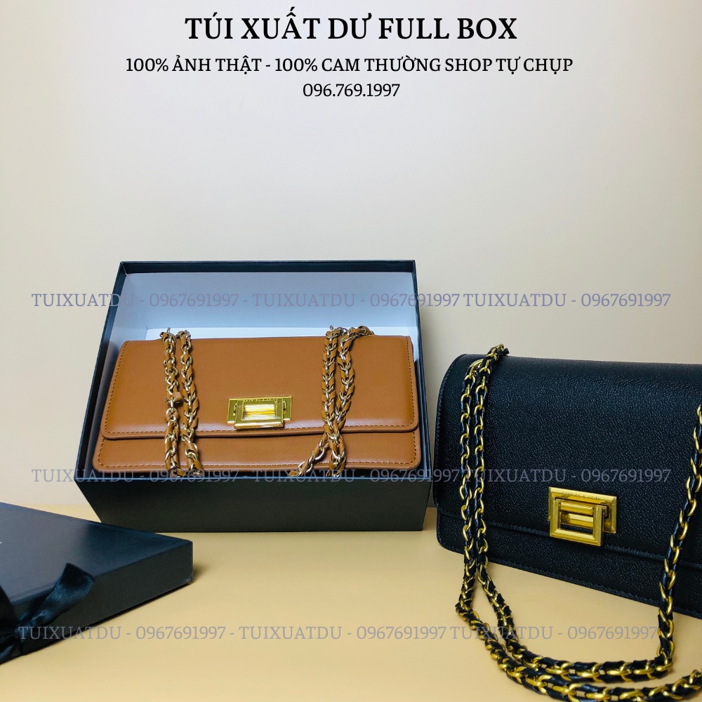 Túi cnk xuất dư đeo vai đeo chéo kẹp nách nữ nắp gập phom hình chữ nhật thời thượng chất da pu trơn