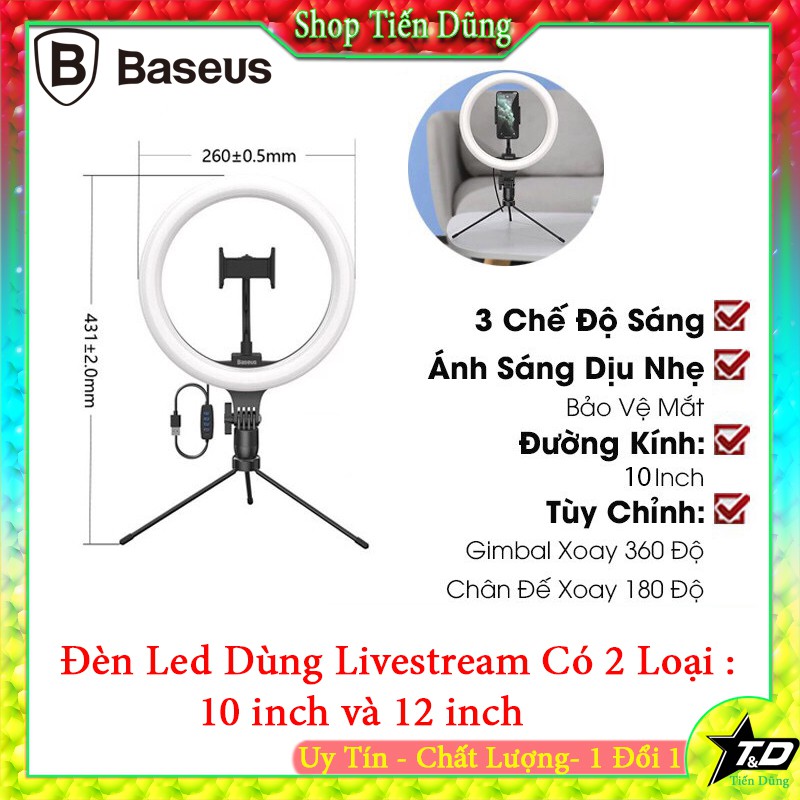 Đèn LIVESTREAM Baseus Live Stream Holder-Table Stand  có 3 nhiệt độ màu, chiều cao 20cm - 60cm