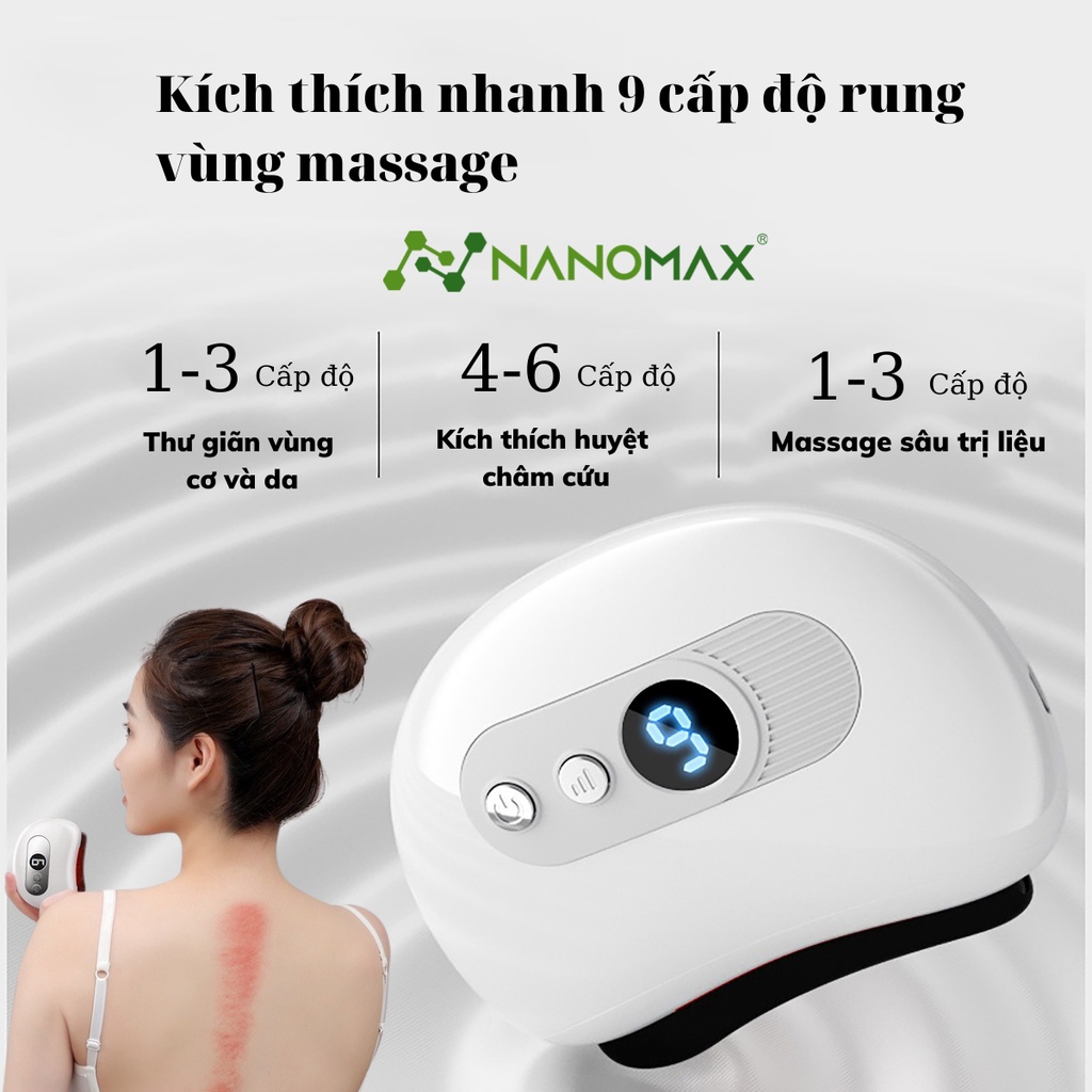 Máy Massage Cầm Tay Mini Toàn Thân Nanomax Mn-01, Cạo Gió Điện Tử, 9 Chế Độ Mát Xa, 3 Chế Độ Nhiệt, Trẻ Hóa Làn Da