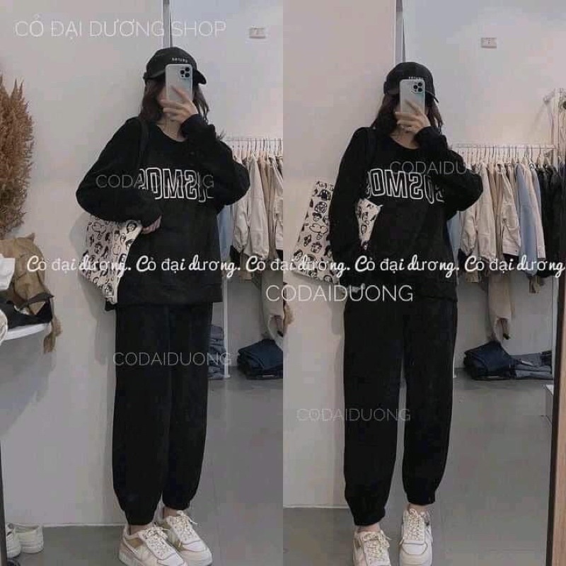 Set Nỉ Cosmos Unisex [FREESHIP]  Bộ đồ quần ống boom áo dài tay hoodie form rộng nam nữ Ulzzang
