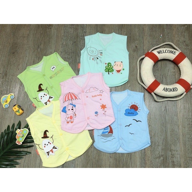 Áo Gile Cotton 2 Lớp Loại Đẹp Cho Bé Sơ Sinh