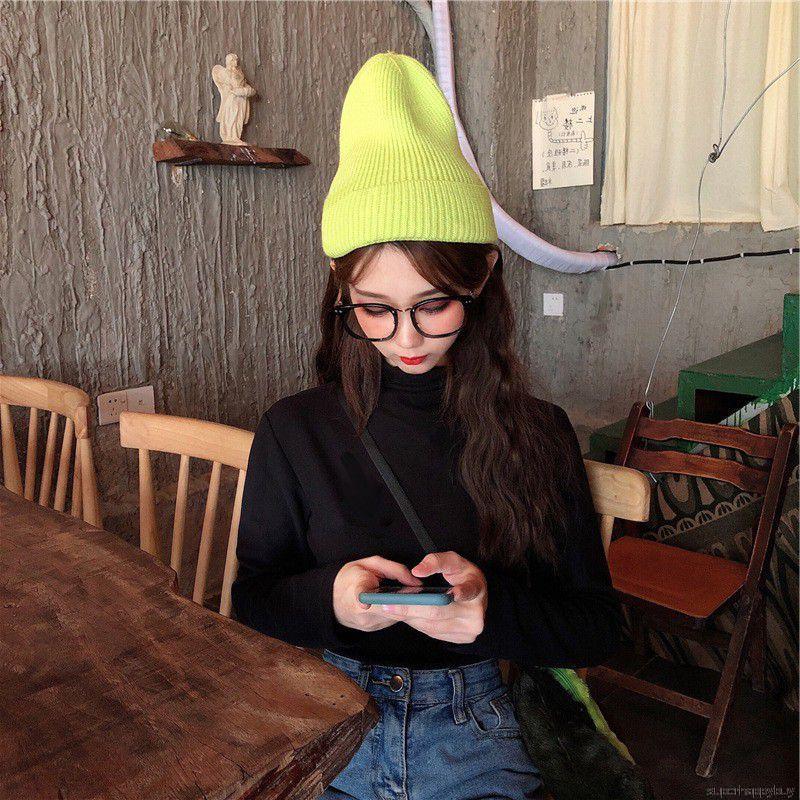 Áo Thun Cổ Lọ Màu Trơn Thiết Kế Tôn Dáng Dành Cho Nữ