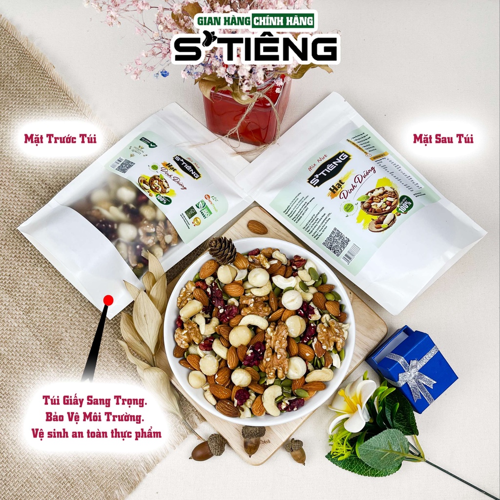 500Gr HẠT DINH DƯỠNG Mixed Nuts STIENG 6 Loại Hạt Sấy Chín, Ngủ Cốc Granola Ăn Kiêng Giảm Cân,Macca, Hạnh nhân.Ốc chó...
