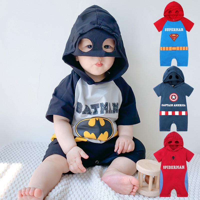 Superhero suit Baby Cosplay Marvel Superhero Costume Batman Superman Spider-Man Captain America Cartoon Onesie Infant