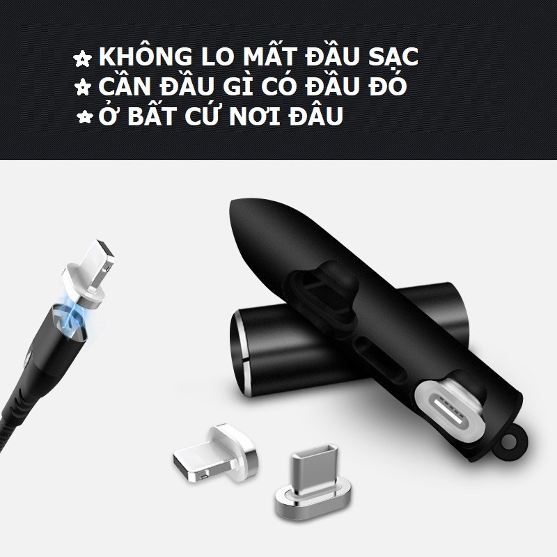 Phụ kiện lưu trữ đầu sạc nam châm, vỏ nhôm, lõi silicon ⚜️ lưu trữ 3 đầu sạc nam châm tiện lợi