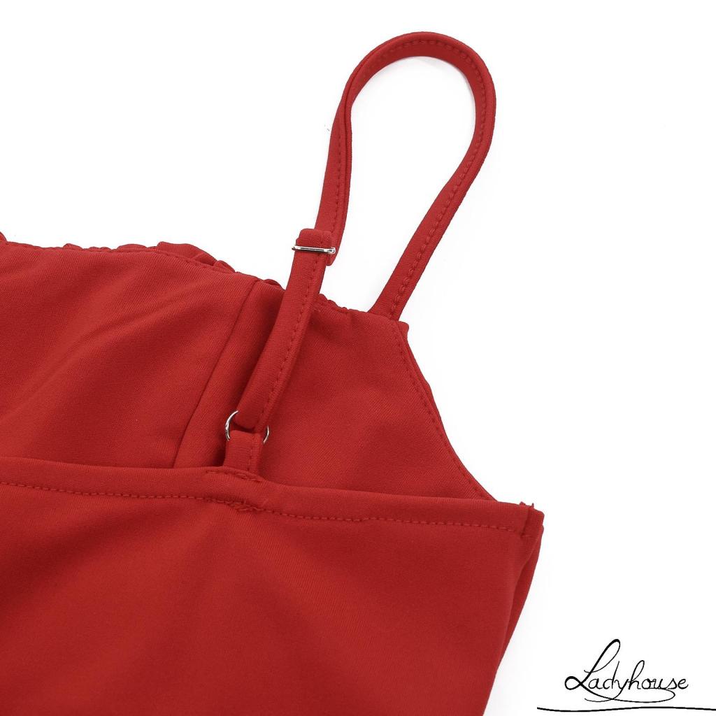 Đầm hai dây xẻ tà màu trơn thời trang cho nữ