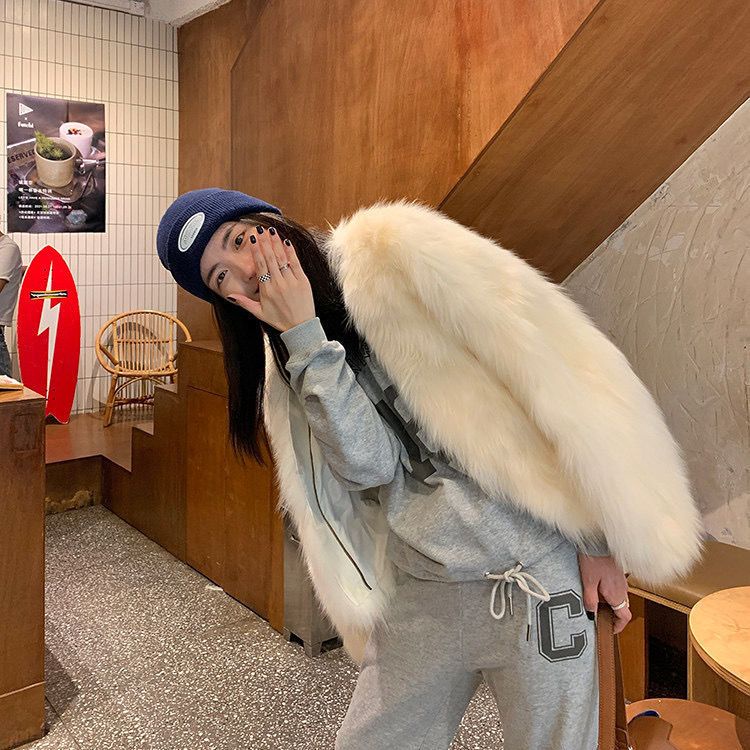 Imitation fox fur coat women's short style fashionable autumn and winter new fur coat all kinds of thin and cotton coat