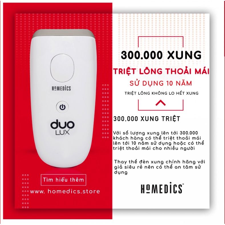 Máy triệt lông cầm tay vĩnh viễn tại nhà Homedics HH-390 HT Beauty, dụng cụ triệt lông toàn thân công nghệ IPL