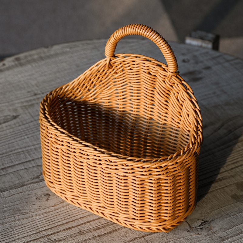 Nordic Hand-Woven Storage Natural Imitation Rattan Basket Flower Kitchen Hanging Basket
